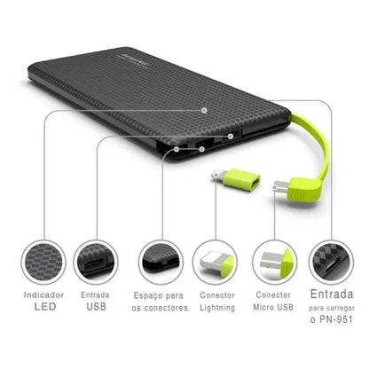 Pineng Power Bank 10.000mAh IPhone V8 Portable Charger